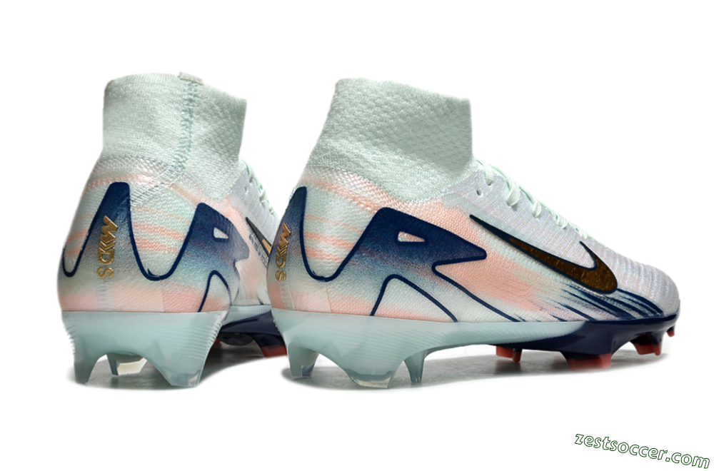 Nike Air Zoom Mercurial Superfly 10 Elite FG High-Tops Soccer Cleats - White/Pink/Blue 6