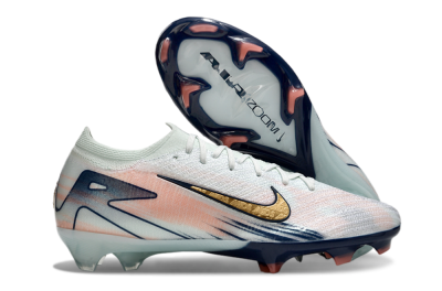Nike Air Zoom Mercurial Vapor 16 Elite FG Low-Tops Soccer Cleats - White/Gold/Blue