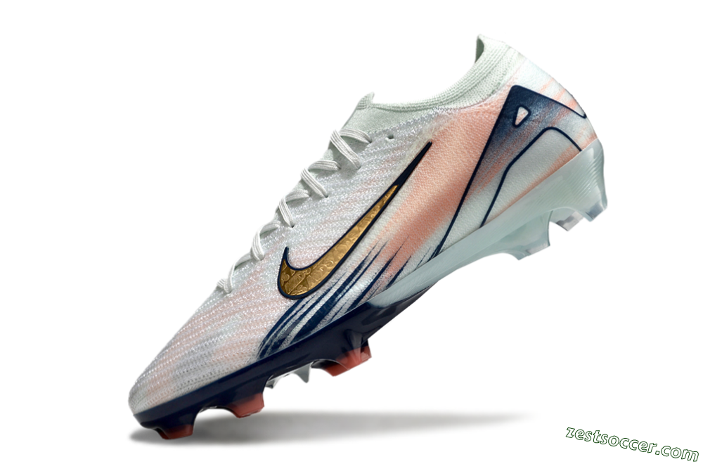 Nike Air Zoom Mercurial Vapor 16 Elite FG Low-Tops Soccer Cleats - White/Gold/Blue 5