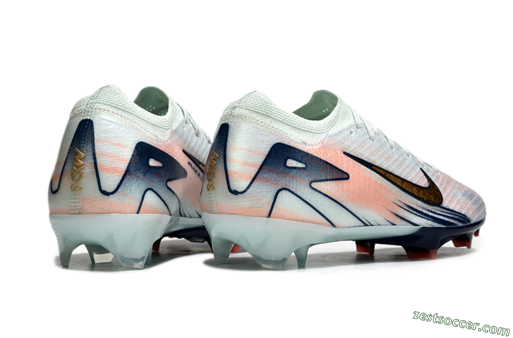 Nike Air Zoom Mercurial Vapor 16 Elite FG Low-Tops Soccer Cleats - White/Gold/Blue 6