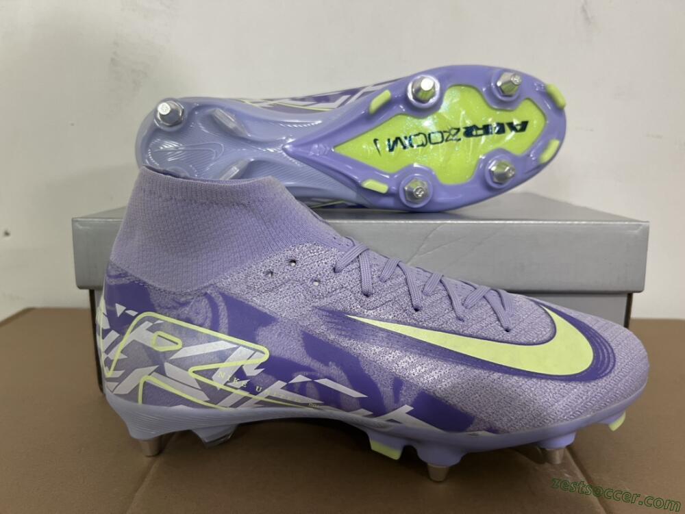 Nike Air Zoom Mercurial Superfly 10 Elite SG High-Tops Soccer Cleats - Purple/Yellow/White
