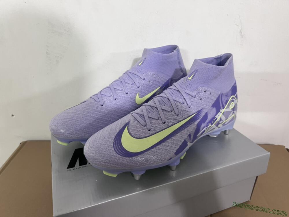 Nike Air Zoom Mercurial Superfly 10 Elite SG High-Tops Soccer Cleats - Purple/Yellow/White