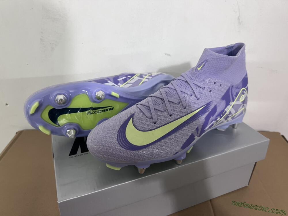 Nike Air Zoom Mercurial Superfly 10 Elite SG High-Tops Soccer Cleats - Purple/Yellow/White