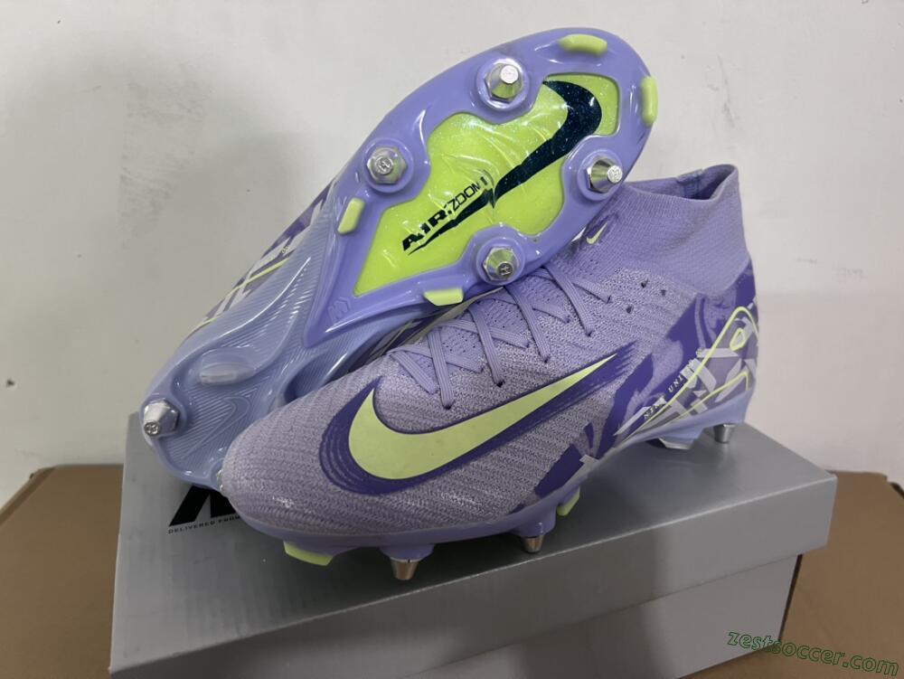 Nike Air Zoom Mercurial Superfly 10 Elite SG High-Tops Soccer Cleats - Purple/Yellow/White