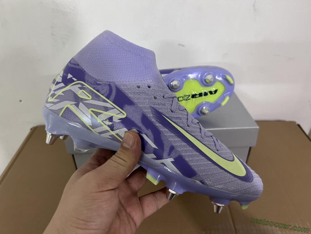 Nike Air Zoom Mercurial Superfly 10 Elite SG High-Tops Soccer Cleats - Purple/Yellow/White