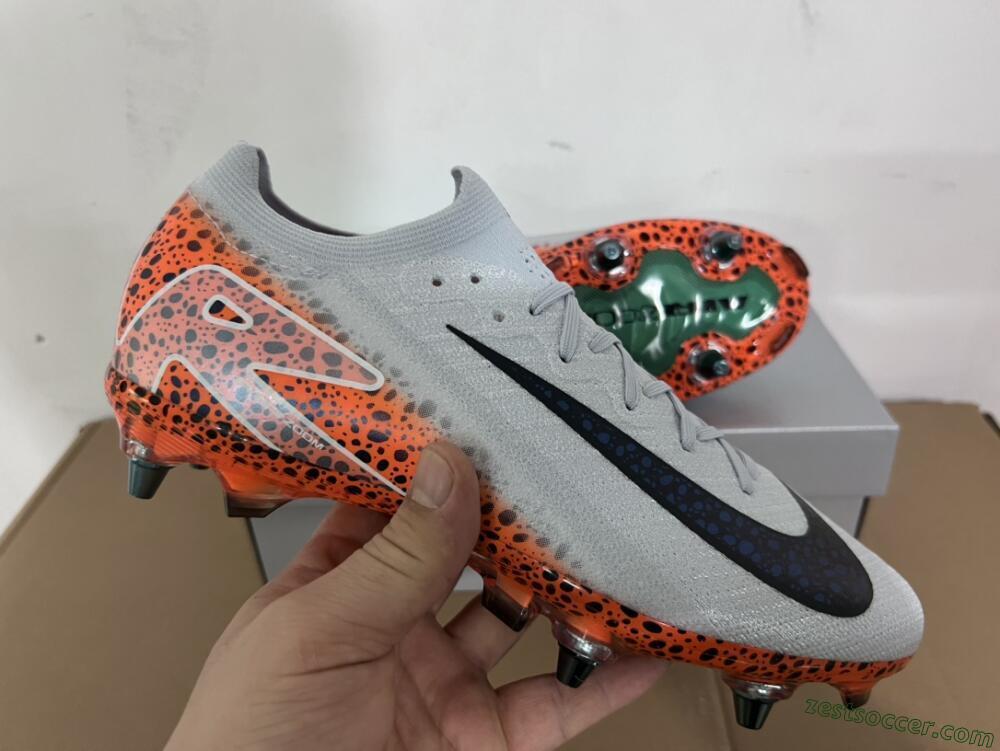 Nike Air Zoom Mercurial Vapor 16 Elite SG Low-Tops Soccer Cleats - Grey/Black/Leopard