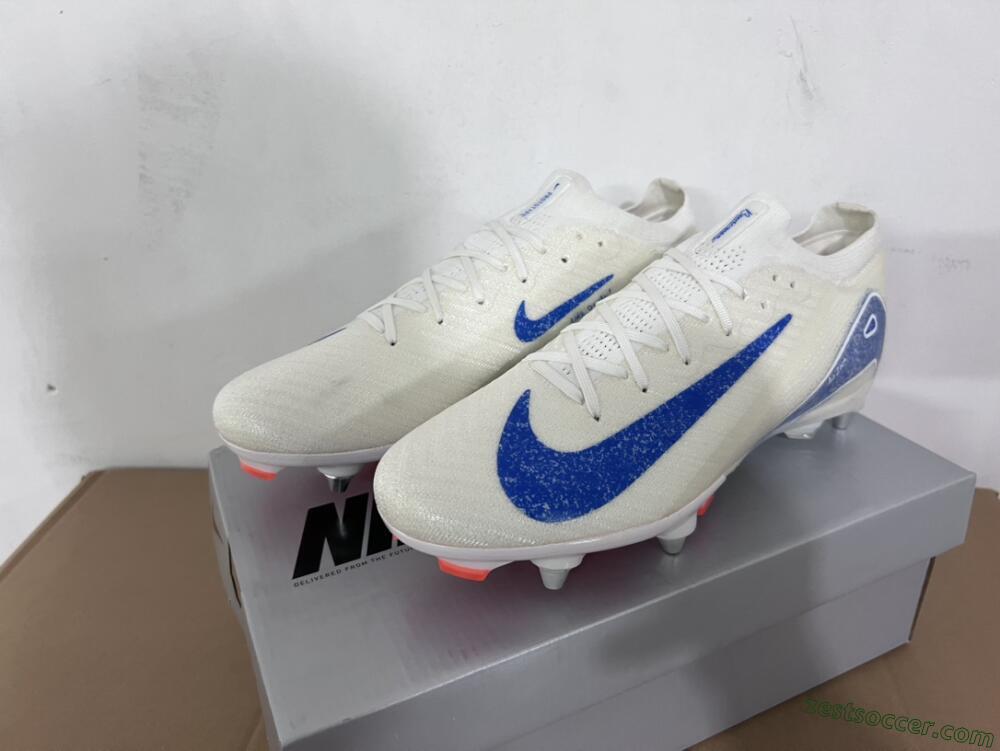 Nike Air Zoom Mercurial Vapor 16 Elite SG Low-Tops Soccer Cleats - Beige/Blue/White