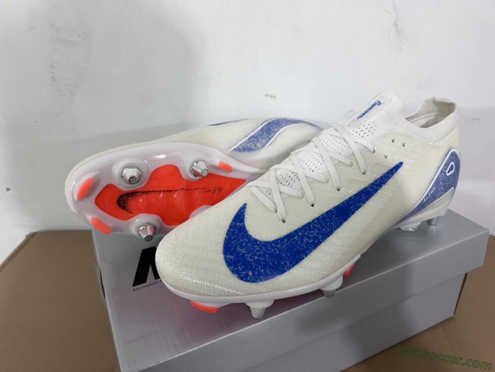Nike Air Zoom Mercurial Vapor 16 Elite SG Low-Tops Soccer Cleats - Beige/Blue/White