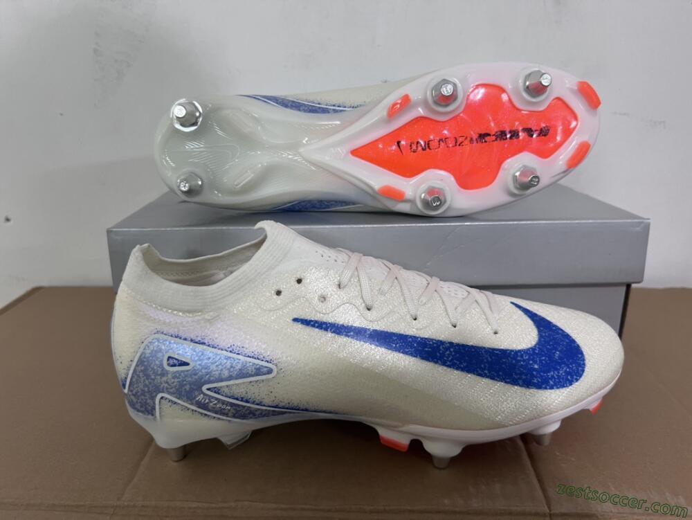 Nike Air Zoom Mercurial Vapor 16 Elite SG Low-Tops Soccer Cleats - Beige/Blue/White