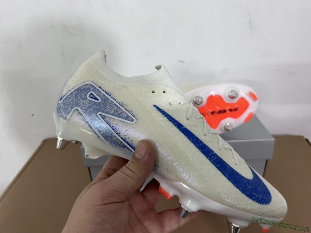 Nike Air Zoom Mercurial Vapor 16 Elite SG Low-Tops Soccer Cleats - Beige/Blue/White