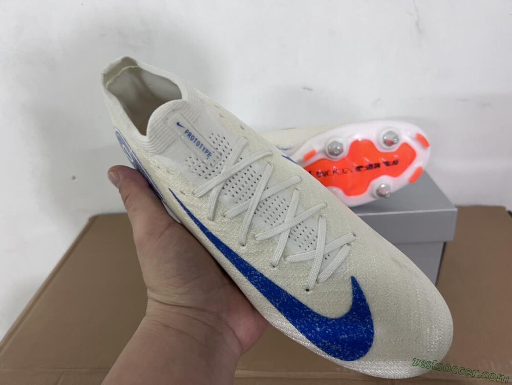Nike Air Zoom Mercurial Vapor 16 Elite SG Low-Tops Soccer Cleats - Beige/Blue/White