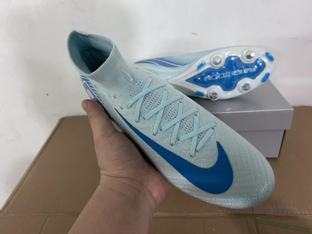 Nike Air Zoom Mercurial Superfly 10 Elite SG High-Tops Soccer Cleats - Jade/Blue/White