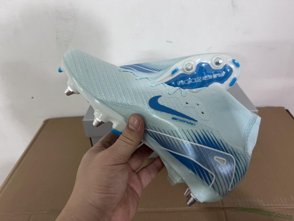Nike Air Zoom Mercurial Superfly 10 Elite SG High-Tops Soccer Cleats - Jade/Blue/White