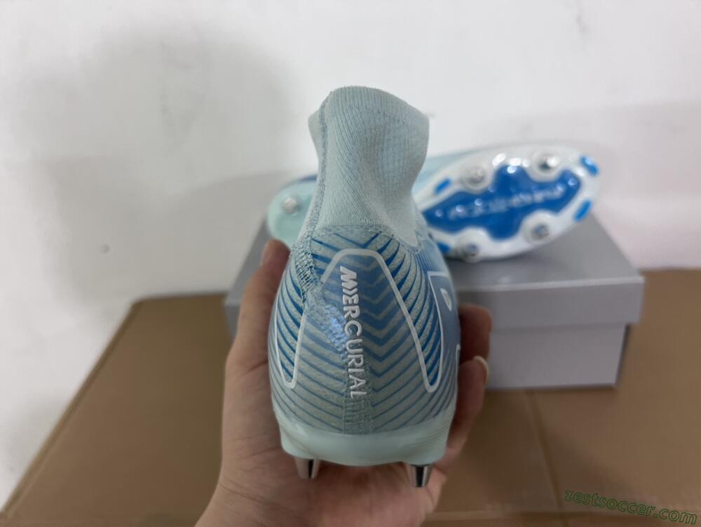 Nike Air Zoom Mercurial Superfly 10 Elite SG High-Tops Soccer Cleats - Jade/Blue/White
