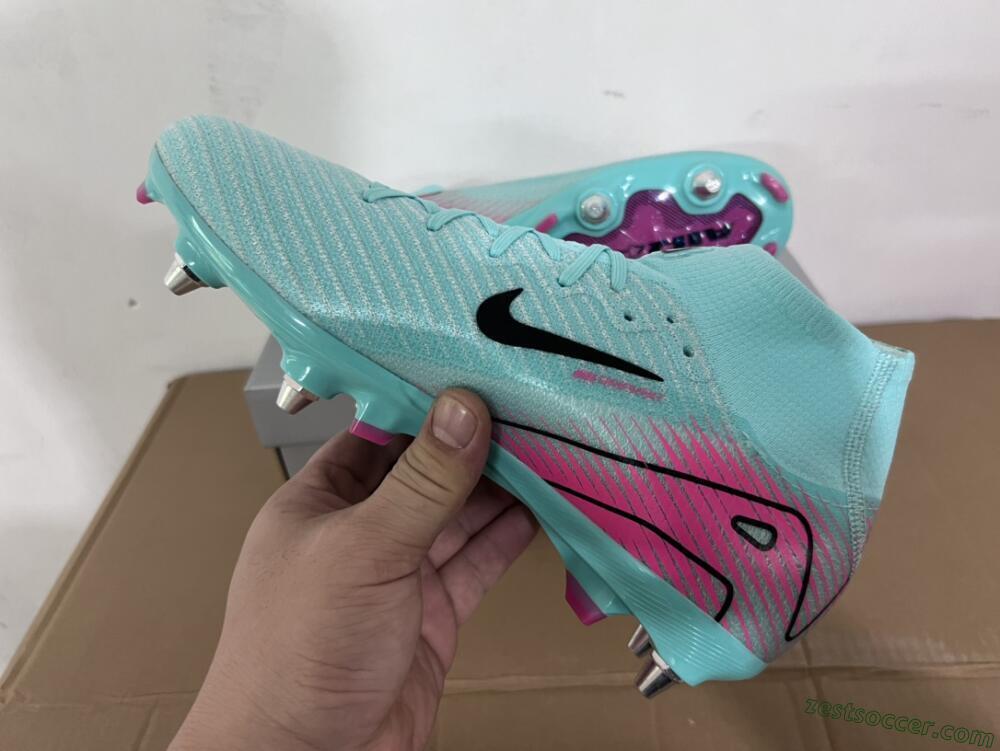 Nike Air Zoom Mercurial Superfly 10 Elite SG High-Tops Soccer Cleats - Jade/Black/Pink