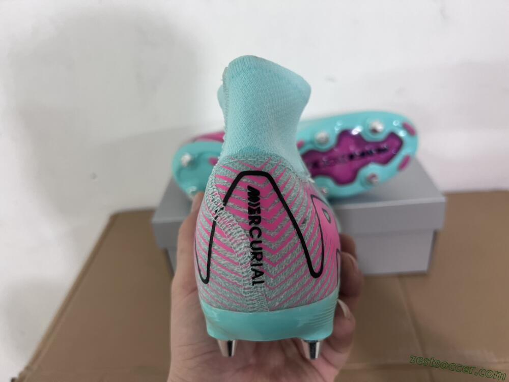 Nike Air Zoom Mercurial Superfly 10 Elite SG High-Tops Soccer Cleats - Jade/Black/Pink