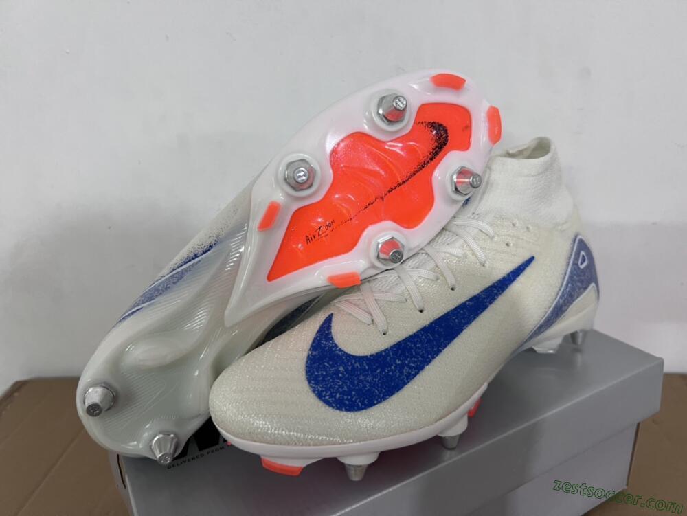 Nike Air Zoom Mercurial Superfly 10 Elite SG High-Tops Soccer Cleats - Beige/White/Blue