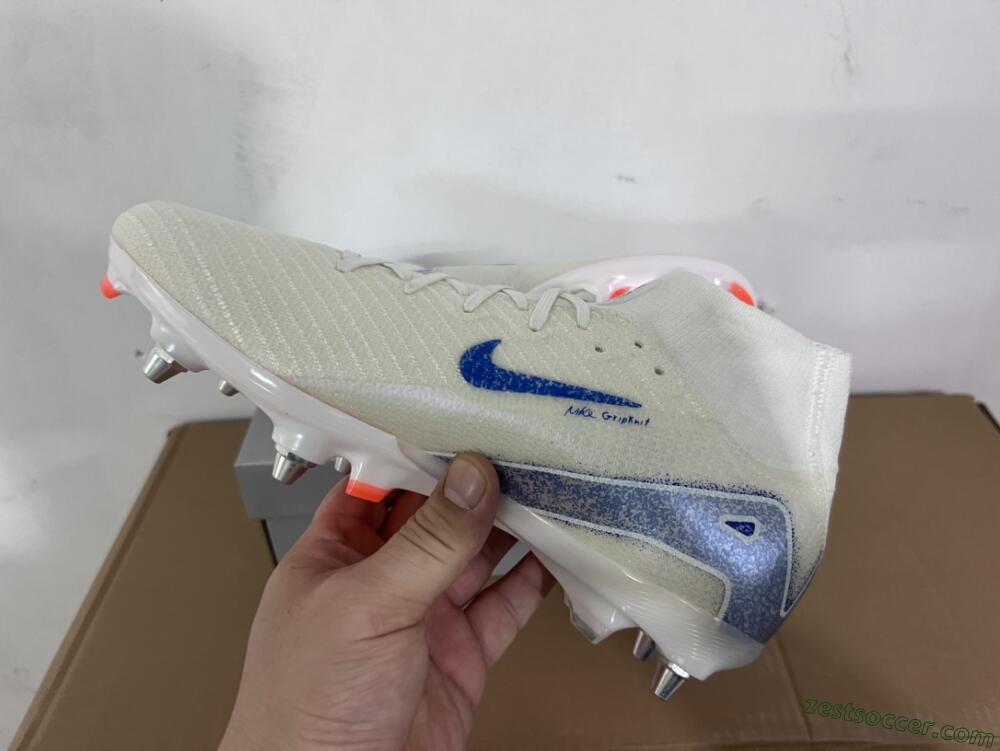 Nike Air Zoom Mercurial Superfly 10 Elite SG High-Tops Soccer Cleats - Beige/White/Blue