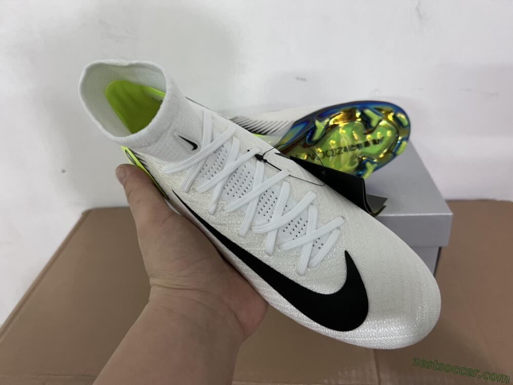Nike Air Zoom Mercurial Superfly 10 Elite FG High-Tops Soccer Cleats - White/Black/Yellow/Gold