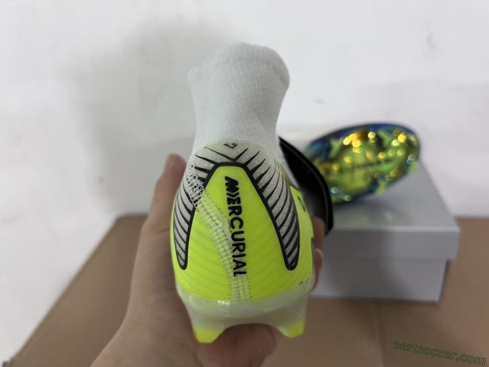 Nike Air Zoom Mercurial Superfly 10 Elite FG High-Tops Soccer Cleats - White/Black/Yellow/Gold