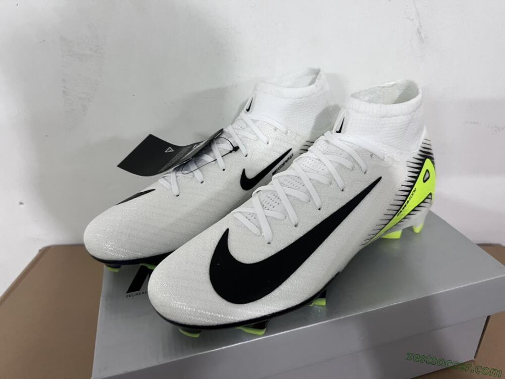 Nike Air Zoom Mercurial Superfly 10 Elite FG High-Tops Soccer Cleats - White/Black/Yellow/Gold