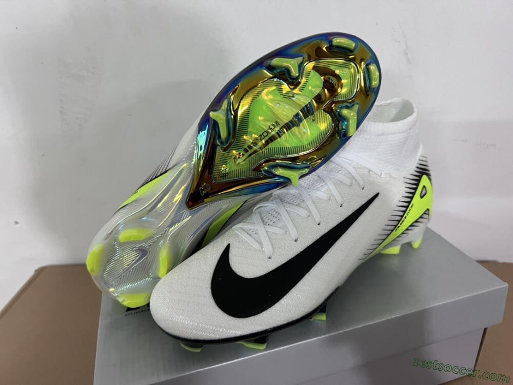 Nike Air Zoom Mercurial Superfly 10 Elite FG High-Tops Soccer Cleats - White/Black/Yellow/Gold