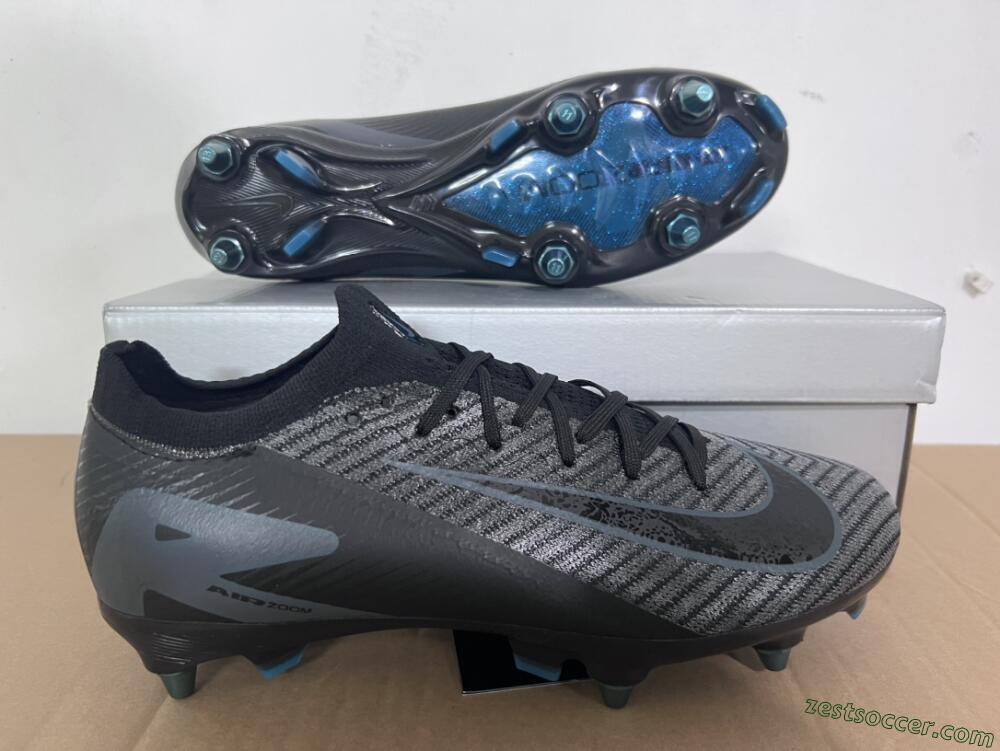 Nike Air Zoom Mercurial Vapor 16 Elite SG Low-Tops Soccer Cleats - Black/Silver/Blue