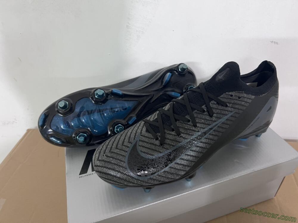 Nike Air Zoom Mercurial Vapor 16 Elite SG Low-Tops Soccer Cleats - Black/Silver/Blue