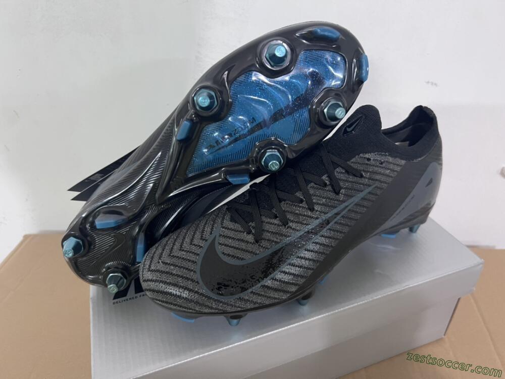 Nike Air Zoom Mercurial Vapor 16 Elite SG Low-Tops Soccer Cleats - Black/Silver/Blue