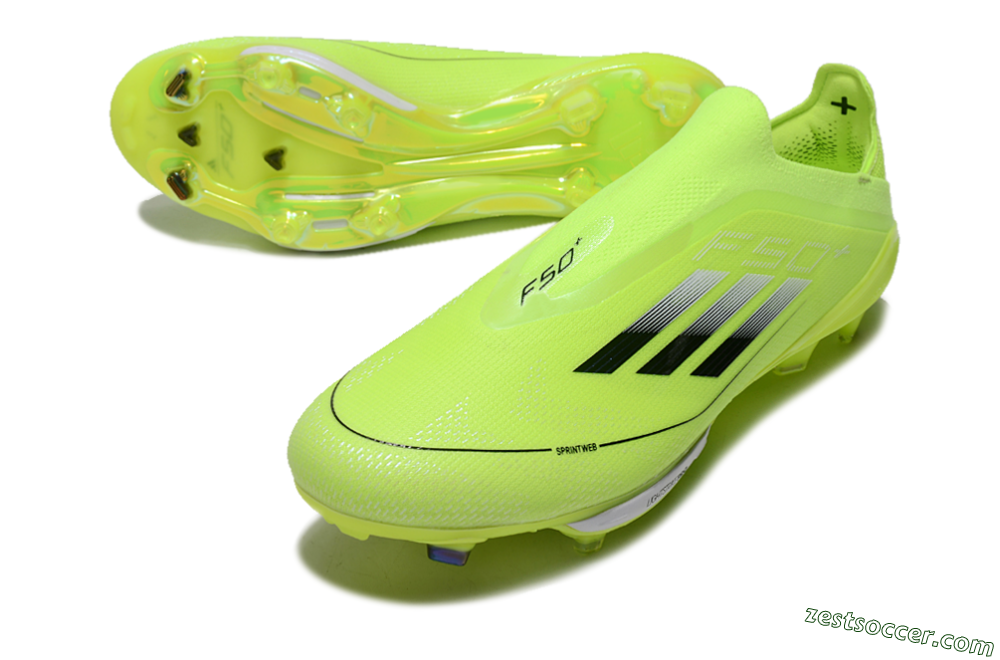 Adidas F50+ Lightstrike Elite Laceless FG Low-Tops Soccer Cleats - Yellow/Black/Silver 3