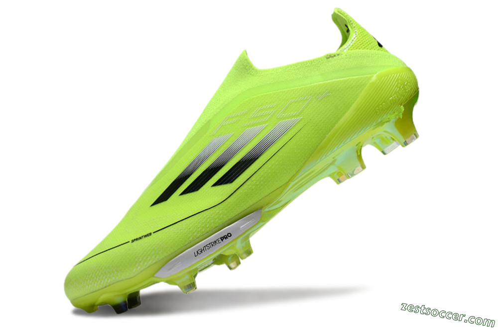 Adidas F50+ Lightstrike Elite Laceless FG Low-Tops Soccer Cleats - Yellow/Black/Silver 5
