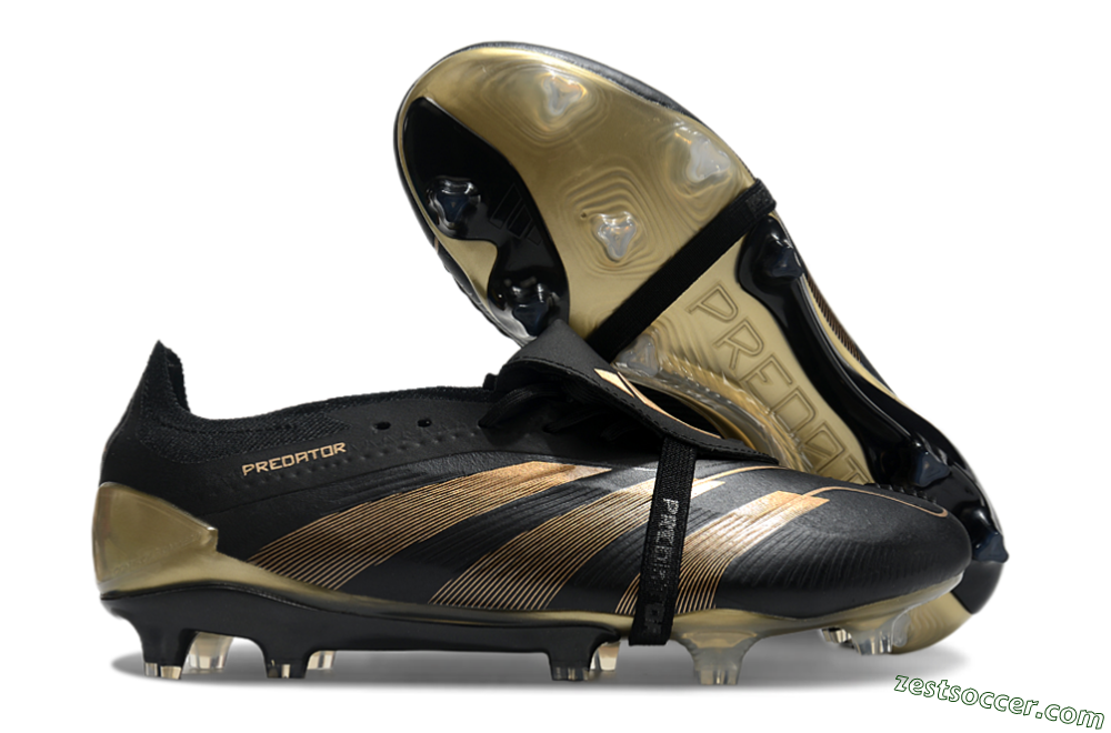 Adidas Predator Elite Foldover Tongue FG Low-Tops Soccer Cleats - Black/Gold 0