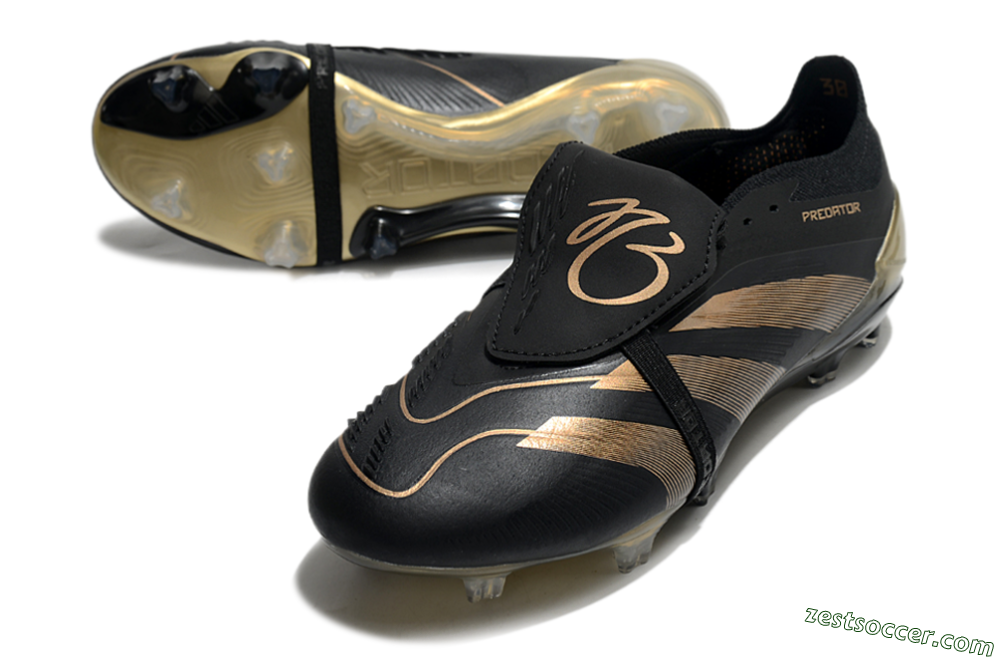 Adidas Predator Elite Foldover Tongue FG Low-Tops Soccer Cleats - Black/Gold 3