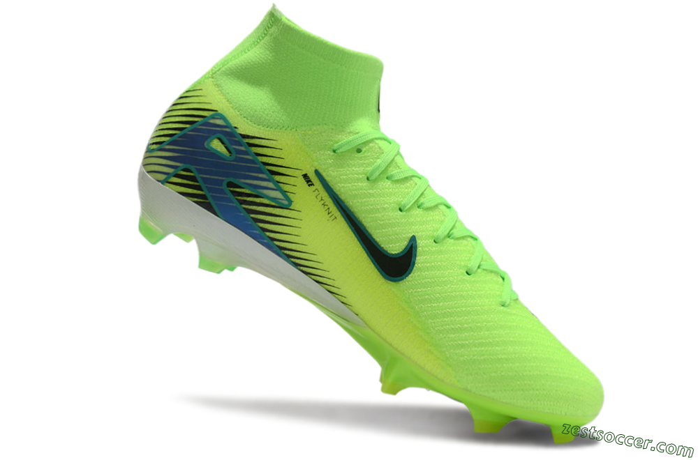 Nike Air Zoom Mercurial Superfly 10 Elite FG High-Tops Soccer Cleats - Yellow/Black/Blue 5