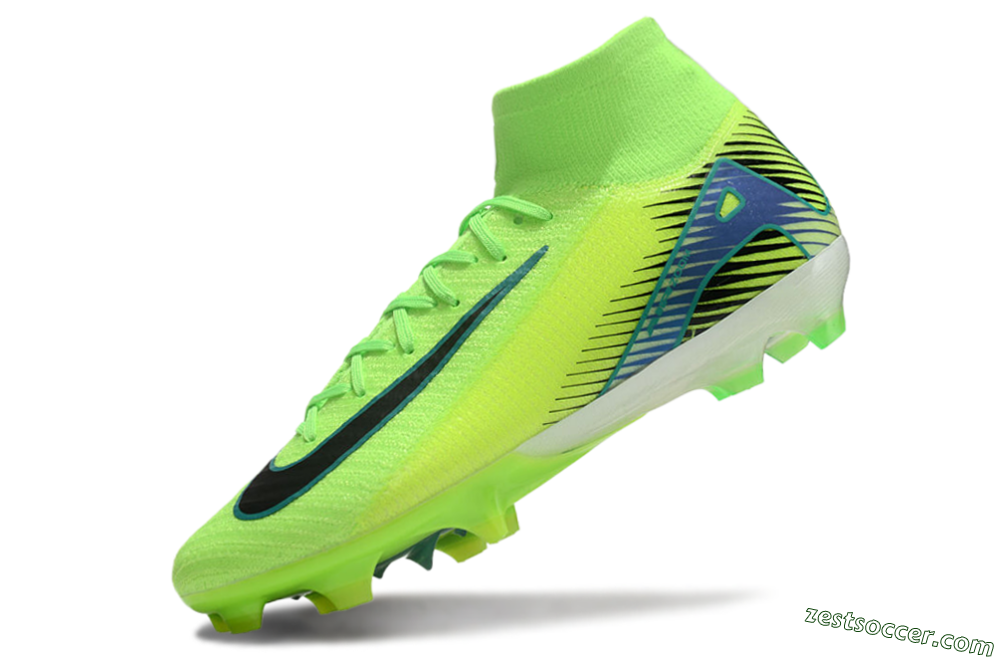 Nike Air Zoom Mercurial Superfly 10 Elite FG High-Tops Soccer Cleats - Yellow/Black/Blue 6