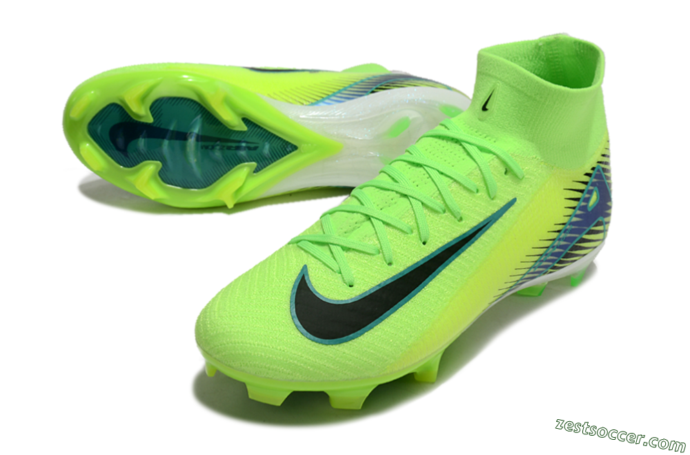 Nike Air Zoom Mercurial Superfly 10 Elite FG High-Tops Soccer Cleats - Yellow/Black/Blue 3