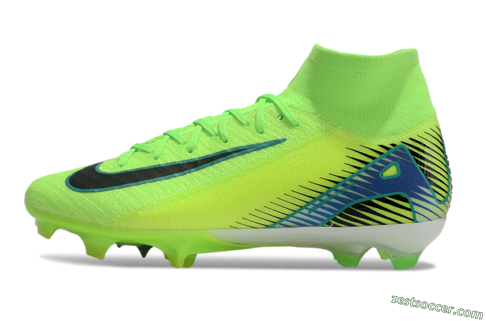 Nike Air Zoom Mercurial Superfly 10 Elite FG High-Tops Soccer Cleats - Yellow/Black/Blue 2
