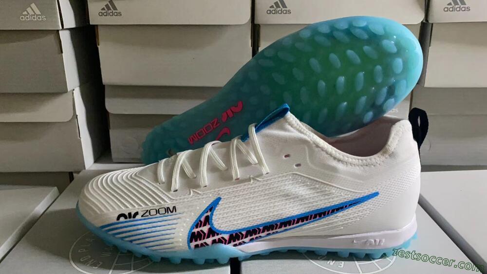 Nike Air Zoom Mercurial Vapor 15 Pro TF Low-Tops Soccer Shoes - White/Blue/Pink