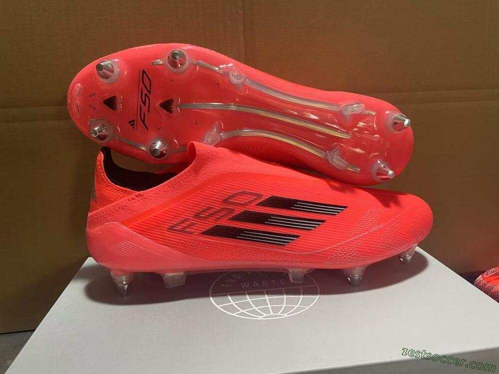 Adidas F50 Elite Laceless SG Low-Tops Soccer Cleats - Red/Black/Silver
