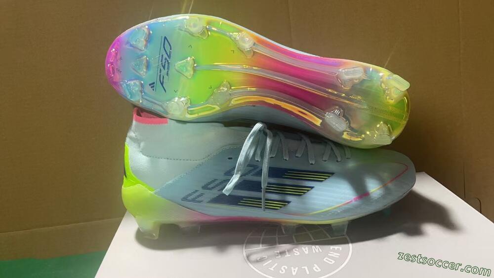 Adidas F50 Elite Mid FG High-Tops Soccer Cleats - Jade/Yellow/Pink/Gold