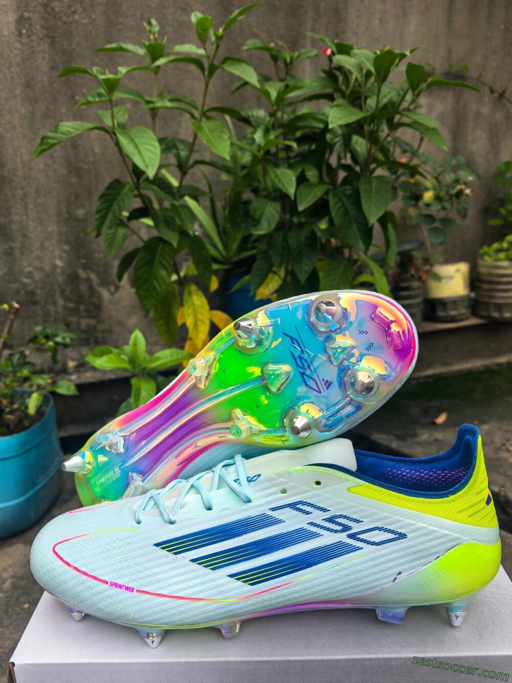 Adidas F50 Elite SG Low-Tops Soccer Cleats - Jade/Yellow/Pink/Gold