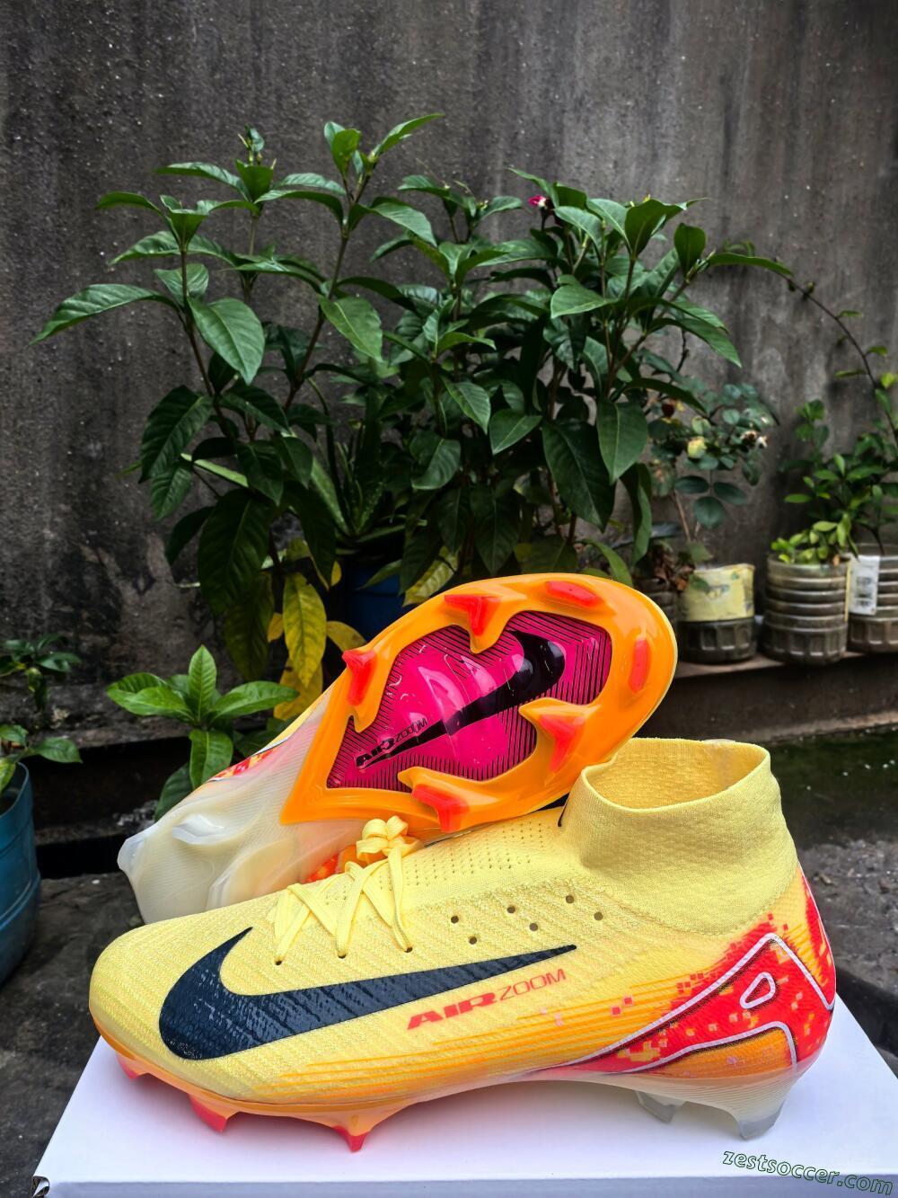 Nike Air Zoom Mercurial Superfly 10 Elite FG High-Tops Soccer Cleats - Yellow/Red/Black