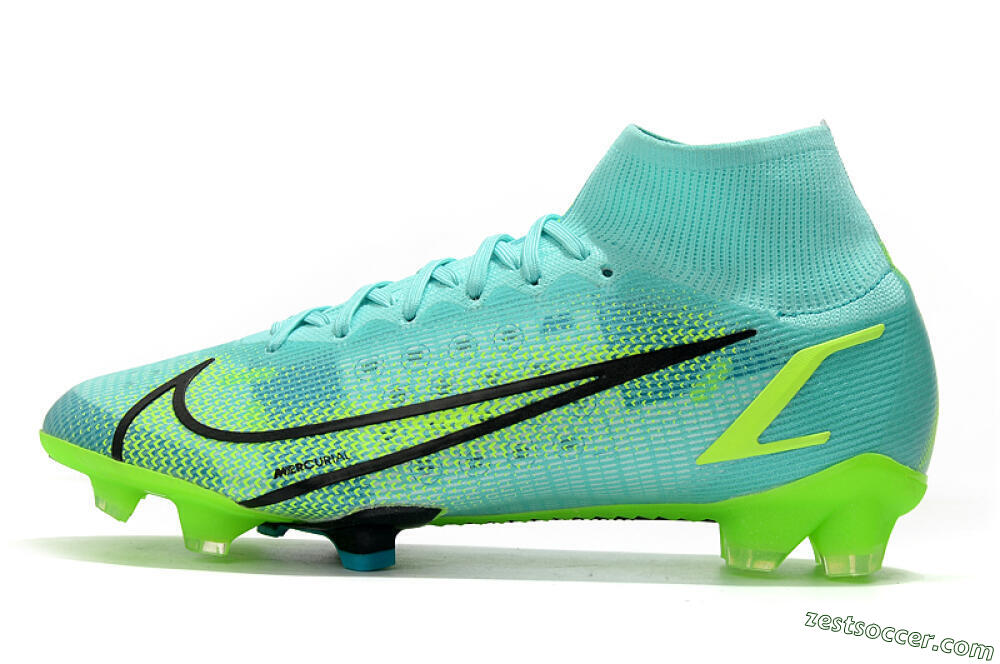 Nike Mercurial Superfly 8 Elite FG High-Tops Soccer Cleats - Jade/Black/Yellow 2