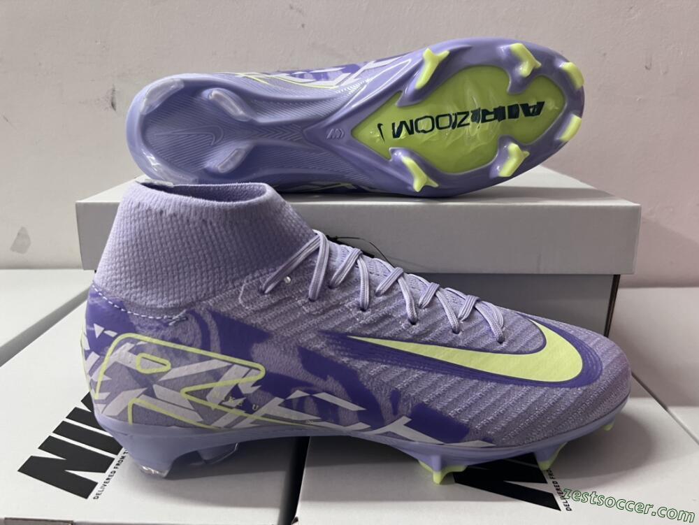 Nike Air Zoom Mercurial Superfly 10 Elite FG High-Tops Soccer Cleats - Purple/Yellow/White
