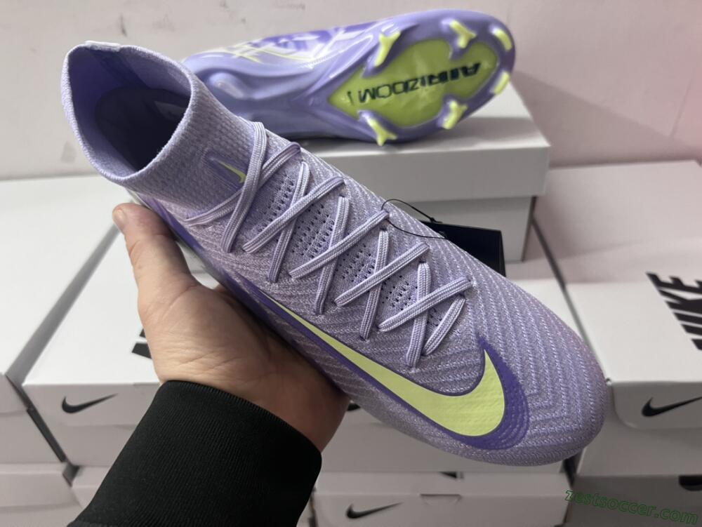 Nike Air Zoom Mercurial Superfly 10 Elite FG High-Tops Soccer Cleats - Purple/Yellow/White