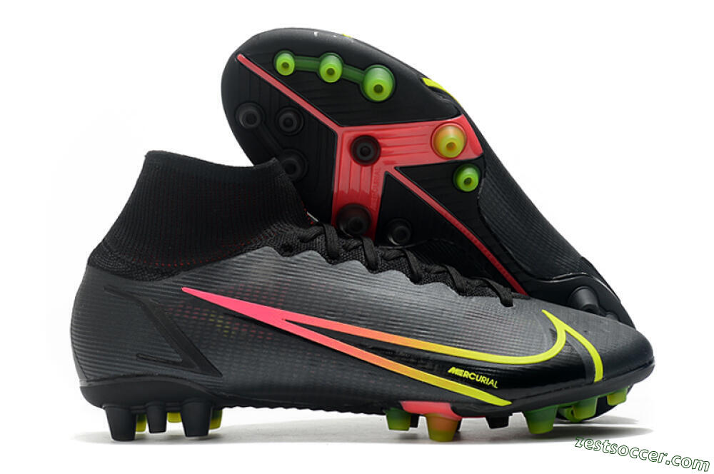 Nike Mercurial Superfly 8 Elite AG High-Tops Soccer Cleats - Black/Yellow/Pink 0