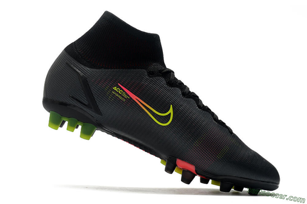 Nike Mercurial Superfly 8 Elite AG High-Tops Soccer Cleats - Black/Yellow/Pink 4