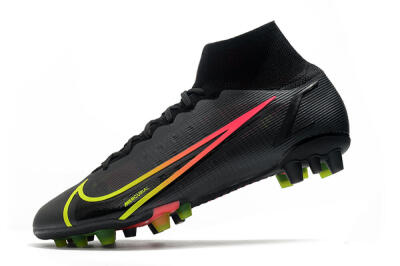 Nike Mercurial Superfly 8 Elite AG High-Tops Soccer Cleats - Black/Yellow/Pink