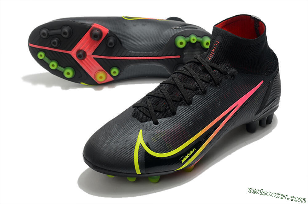 Nike Mercurial Superfly 8 Elite AG High-Tops Soccer Cleats - Black/Yellow/Pink 3