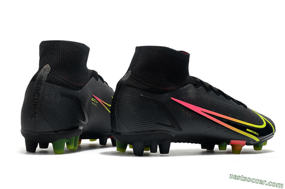 Nike Mercurial Superfly 8 Elite AG High-Tops Soccer Cleats - Black/Yellow/Pink 6